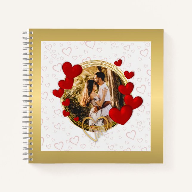 Elegant Valentines, Love, Anniversary Red Heart Notebook (Front)