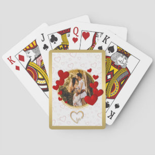 Elegant Valentines, Love, Anniversary Red Heart Playing Cards