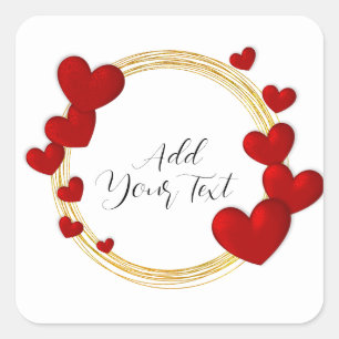 Elegant Valentines, Love, Anniversary Red Heart Square Sticker