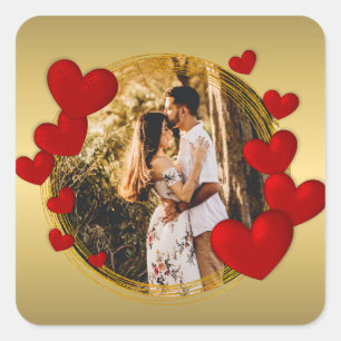 Elegant Valentines, Love, Anniversary Red Heart Square Sticker