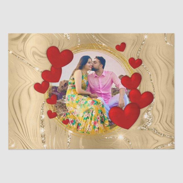 Elegant Valentines, Love, Anniversary Red Heart Tissue Paper (Front)