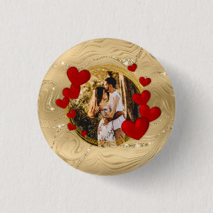 Elegant Valentines, Love, Anniversary Red Hearts 3 Cm Round Badge