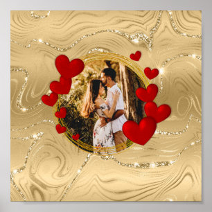 Elegant Valentines, Love, Anniversary Red Hearts Poster