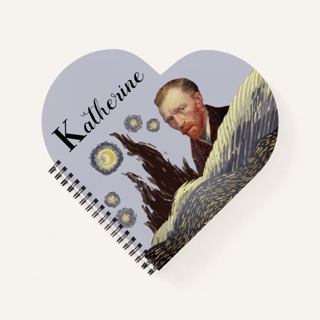 ELEGANT VanGogh editable Katherine name  Notebook (Front)