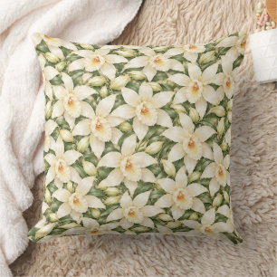 Elegant Vanilla Blossom Pattern Cushion