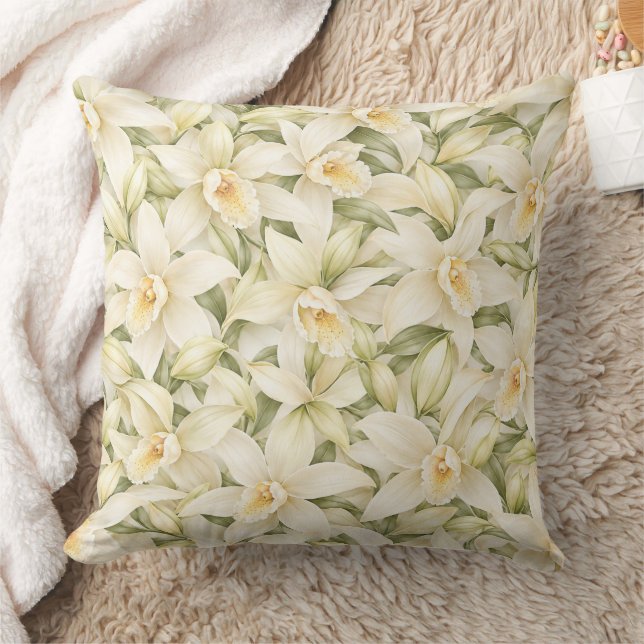 Elegant Vanilla Blossom Pattern Cushion (Blanket)