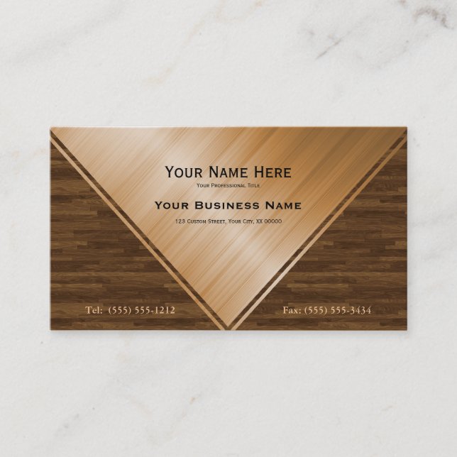 Elegant Varnished Wood Inlay Business Card (Front)