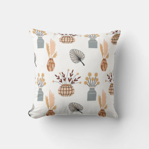 Elegant Vase and Dried Floral Pattern Cushion