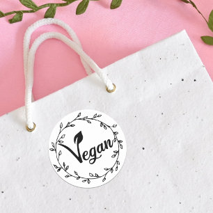 Elegant Vegan Leaf Classic Round Sticker