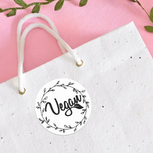Elegant Vegan Leaf Classic Round Sticker