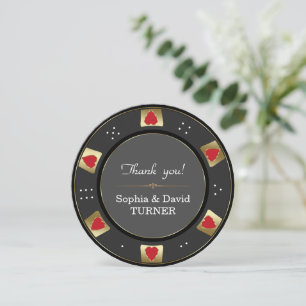 Elegant Vegas Gold Poker Chip Wedding Thank You Card
