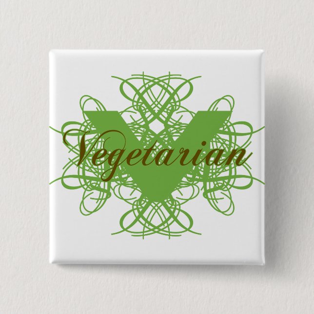 Elegant Vegetarian 15 Cm Square Badge (Front)
