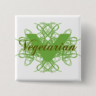 Elegant Vegetarian 15 Cm Square Badge