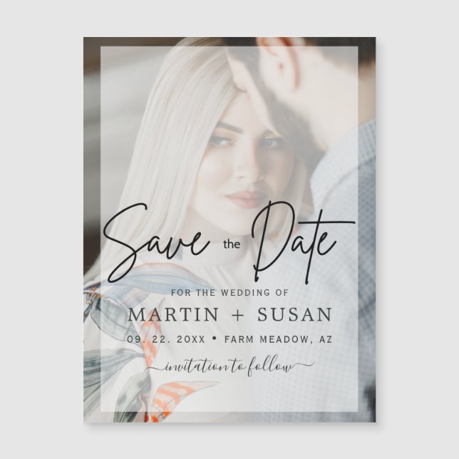 Elegant Vellum Effect Photo Wedding Save The Date (Front)
