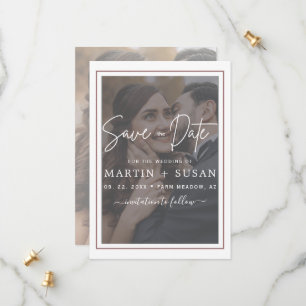 Elegant Vellum Hand Lettered Overlay Photo Wedding Save The Date