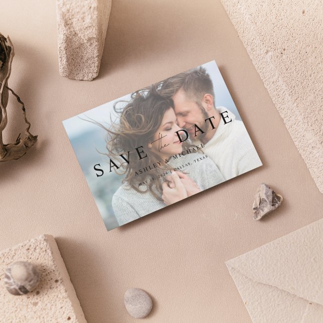 Elegant Vellum Overlay 2 Photo QR Code Wedding Save The Date (Set the Date! Elegant Wedding Save-the-Date 💌💍 [Personalize & Send])