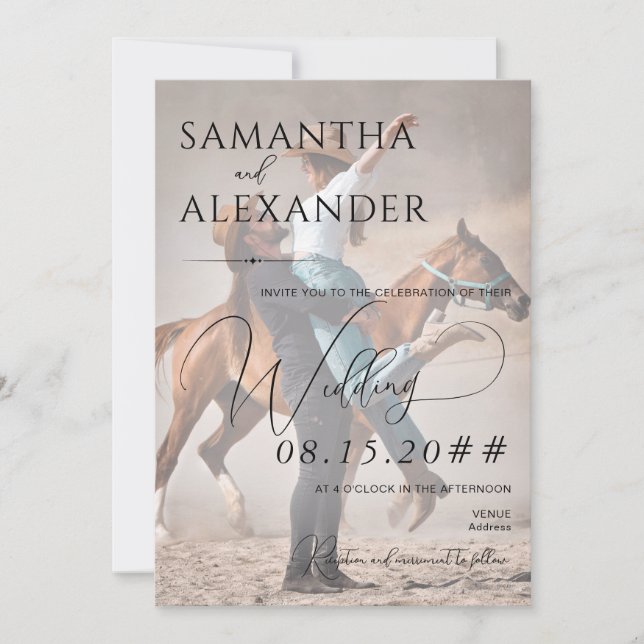 Elegant Vellum Overlay Minimalist Photo Wedding Invitation (Front)