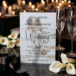 Elegant Vellum Overlay Modern 2 Photo Wedding  Invitation