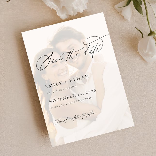Elegant Vellum Overlay Photo Wedding Save The Date Invitation (Creator Uploaded)