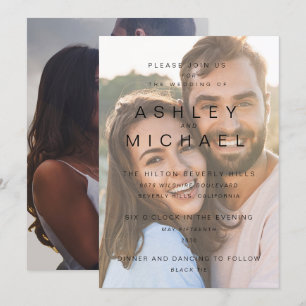 Elegant Vellum Overlay Simple 2 Photo Wedding Invitation