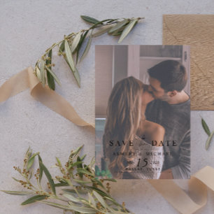 Elegant Vellum Overlay Watercolor 2 Photo Wedding Save The Date