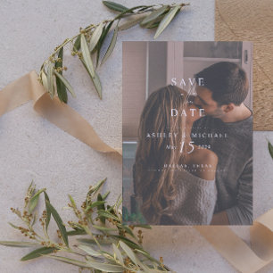 Elegant Vellum Overlay Watercolor Photo Wedding Sa Save The Date