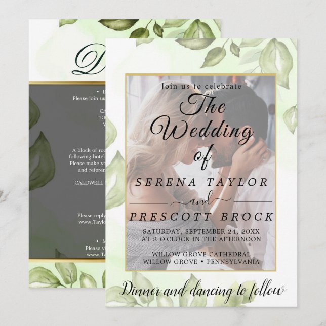 Elegant Vellum Overlay Wedding  Invitation (Front/Back)