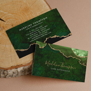 Elegant Velvet Emerald Green Marble Agate Geode Business Card