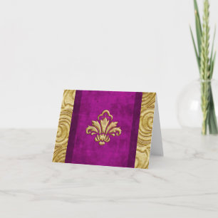 Elegant Velvet Look Gold Fleur de Lis Card