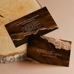 Elegant Velvet Rust Gold Marble Agate Geode Business Card