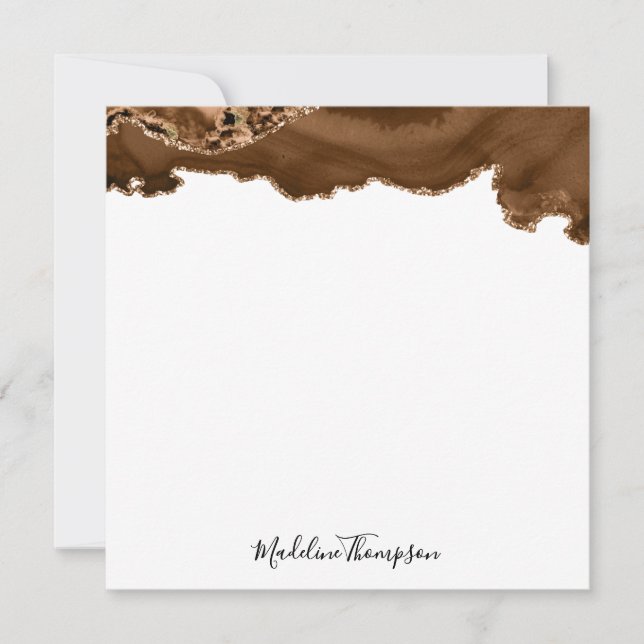 Elegant Velvet Rust Gold Marble Agate Geode Square Card (Front)