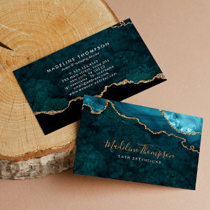Elegant Velvet Teal Green Marble Agate Geode Business Card