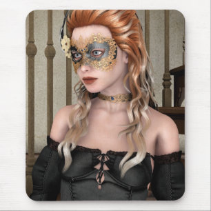 Elegant Venetian Masquerade Portrait Art Mouse Mat