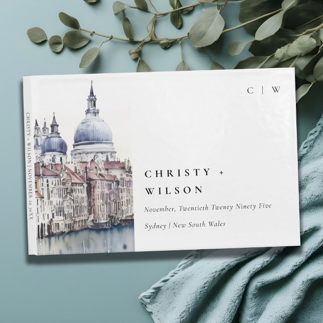 Elegant Venice Italy Canals Watercolor Wedding Guest Book (Creator Uploaded)