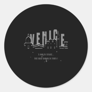 Elegant Venice Skyline Xmas Version  Classic Round Sticker