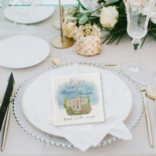 Elegant Venue doves Fountain flowers Bridal Shower Napkin