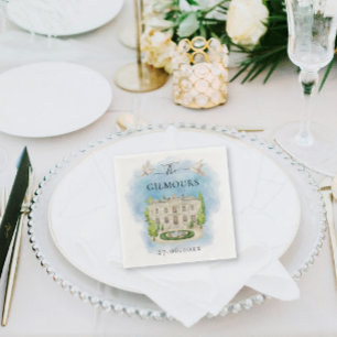 Elegant Venue flowers doves Wedding Luxury Napkin