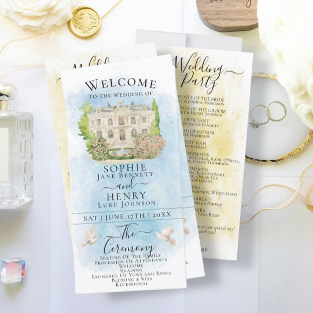 Elegant Venue Fountain dove Luxury Wedding Program (Creator Uploaded)