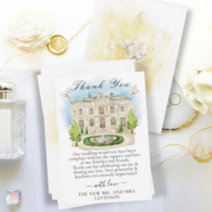 Elegant Venue with Fountain, flowers and Doves Thank You Card