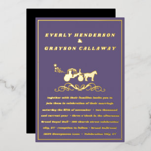 Elegant Veri Peri Purple and Gold Wedding Foil Inv