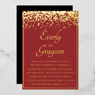 Elegant Veri Red and Gold Confetti Wedding