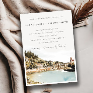 Elegant Verona Adige River Italy Rehearsal Dinner Invitation