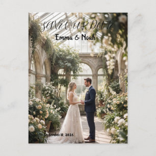 Elegant Vertical Wedding Save the Date Postcard