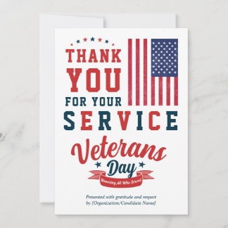 Elegant Veterans Day Thank You 2026 Calendar Holiday Card