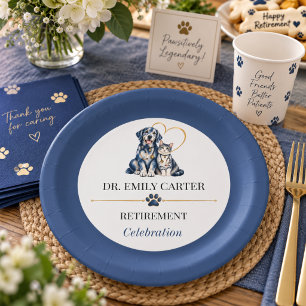 Elegant Veterinarian Retirement Celebration Party Paper Plate
