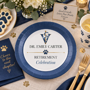 Elegant Veterinarian Retirement Celebration Party Paper Plate