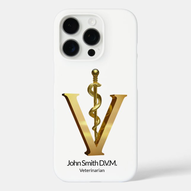Elegant Veterinary Medicine Vet Asclepius Gold V Case-Mate iPhone Case (Back)