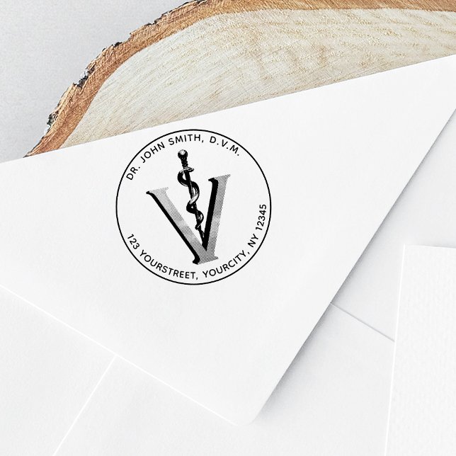 Elegant Veterinary Medicine Vet Asclepius Rubber Stamp (Creator Uploaded)