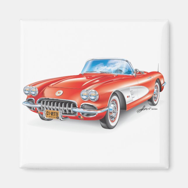 ELEGANT VETTE AUTOMOBILE ART MAGNET (Front)