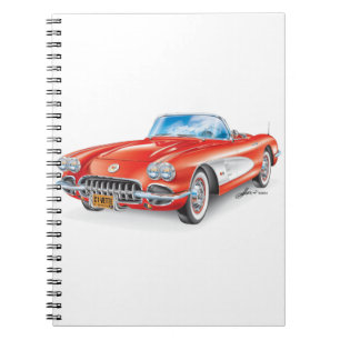 ELEGANT VETTE AUTOMOBILE ART NOTEBOOK